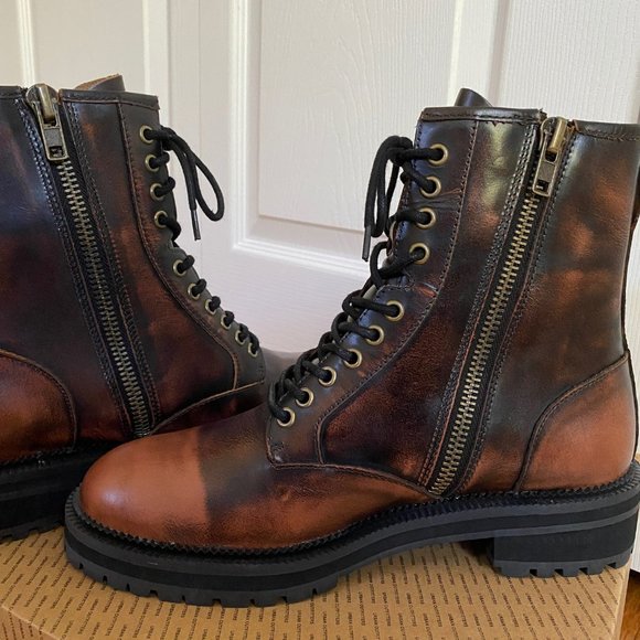 NWT Urban Outfitters Leather Brown Combat Boots Size Men's 9/EU 42 - Picture 9 of 11